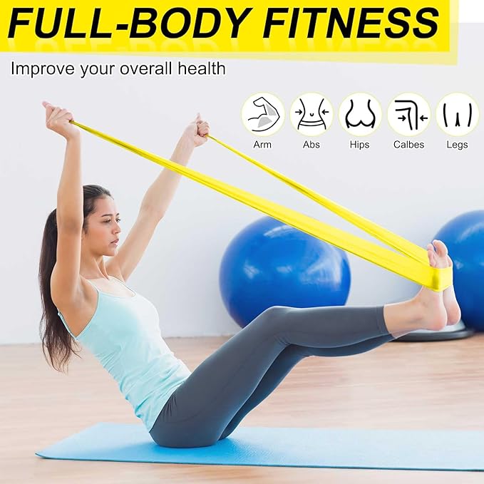 DEEKIN 10 Pcs Resistance Bands Professional Exercise Elastic Bands Latex-Free Yoga Starter Set for Pilates, Physical Therapy, Strength Training, Yoga, Working Out for Women Home Gym