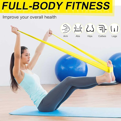 DEEKIN 10 Pcs Resistance Bands Professional Exercise Elastic Bands Latex-Free Yoga Starter Set for Pilates, Physical Therapy, Strength Training, Yoga, Working Out for Women Home Gym