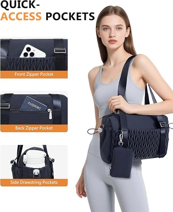 Small Gym Bag for Women Quilted Mini Tote with Wet Compartment and Coin Purse, Cute Duffle Bag for Girls Workout Sport Travel