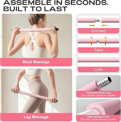 Pilates Bar Kit with Resistance Bands – Adjustable Home Gym Workout Equipment for Women & Men – Portable Pilates Equipment for Squats, Yoga & Full Body Toning