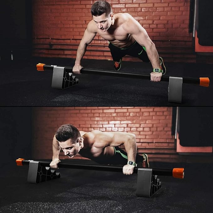 Yes4All Total Body Workout Weighted Bar, Resistance Band Bar, Racks for Strength Training, Exercise Bar for Yoga in Home and Gym - Single/Combo