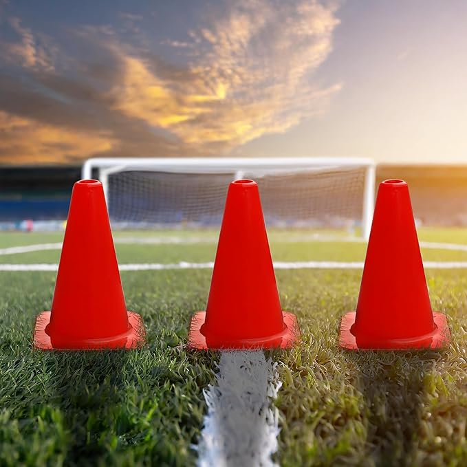 Heavy Duty Agility Training Cones (2 in, 6 in, 9 in, 12 in, 18 in, 28 in) for Sports and Kids Coaching, Multipurpose Field Marker Cones, Soccer, Basketball Drills, Bike, Motorcycle Training