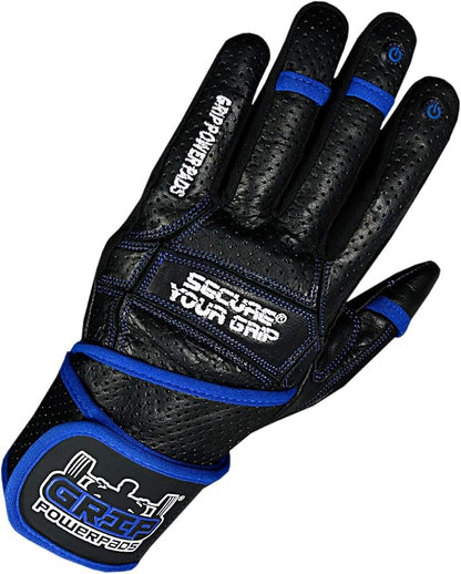 Elite Leather Gym Gloves with Built in 2" Wide Wrist Wraps Grip & Design for Weightlifting Power Lifting Bodybuilding & Strength Training Workout Exercises