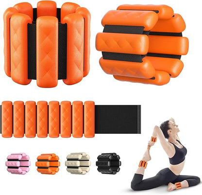 Pilates Wrist and Ankle Weights for Women - Adjustable Weighted Bangles for Men, 2 lbs Weighted Arm Bands Foot Leg Weights for Walking, Yoga, Training, Exercise, Running, Set of 2 (1LB Each)