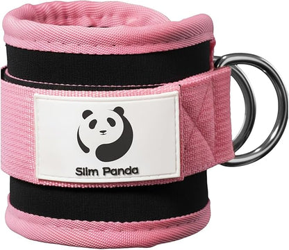 Slim Panda Ankle Strap for Cable Machine,Ankle Cuff for Kickbacks, Booty Hip Abductors,Glute Workouts, Leg Extensions, Curls for Men and Women, Adjustable with Double D-Rings