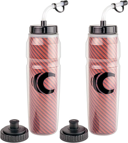 Cannon Sports 28oz Insulated Squeeze Water Bottle with Straw, Leak Proof Lids, 2 lids (Straw and Squeeze), Double Wall Insulation, Wide Mouth, BPA-Free (2 Pack) (Orange)