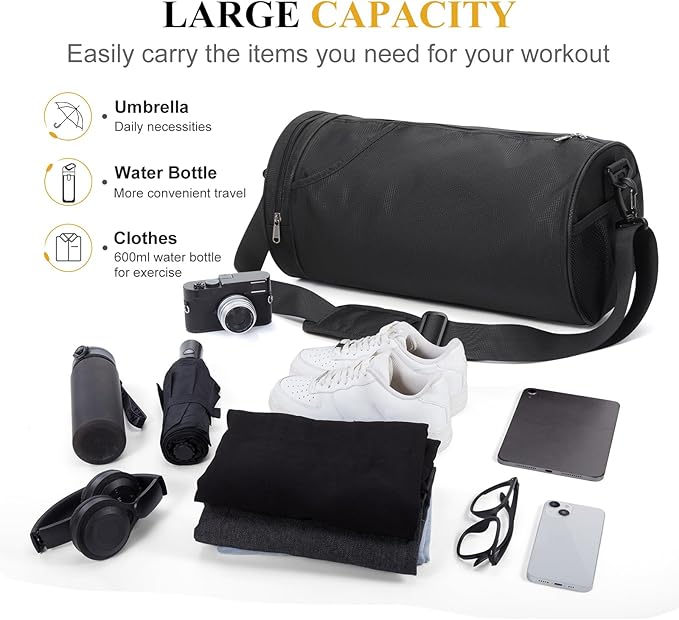 Small Sports Gym Bag Workout Lightweight Mini Duffel Bags for Men Women,Daily Bag,Medium(Black)