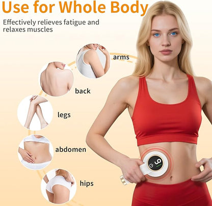 Handheld Body Massager, Body Relaxing Machine, Portable and Cordless Massager for Deep Relaxation, 9 Modes for Body SPA, 8 Massage Heads, 1800mAh Battery, Gift for Men Women, White