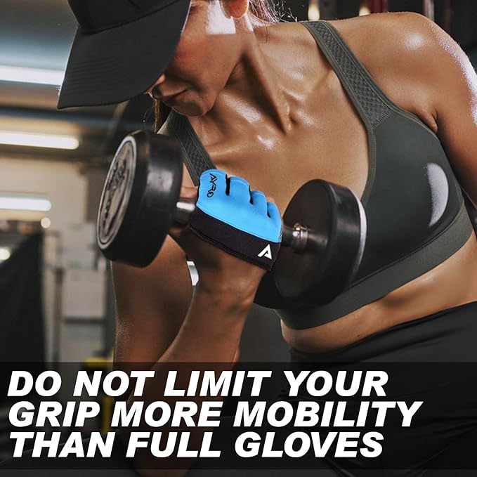 AYRO Minimal Workout Gloves, Short Partial Gym Weight Lifting Gloves Grip Pads for Men & Women with Full Palm Protection & Extra Grip, Best for Weightlifting, Training, Gym & Hand Support