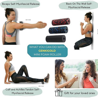Mini Massage Foam Roller High Density - 100% Recycled Non-Toxic Material - Portable Pocket-Sized for Travel - Foot Arch,Legs & Arms Pain Target - Waterproof and Durable 15x6cm(Red)