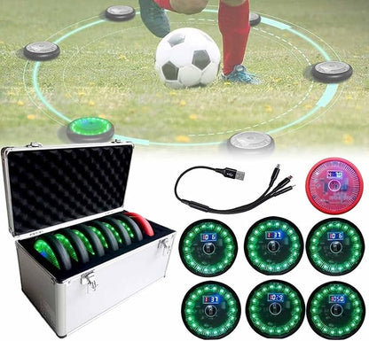 Reaction Training LED Lights, Reaction Training Light Kits with Organizing Box, 1 Main Control Light and 6 Training Lights, 15 M Control Distance, for Basketball, Fitness, Fighting, Football