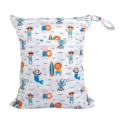 babygoal Wet Dry Bags for Baby Cloth Diapers, Washable Travel Bags, Beach, Pool, Gym Bag for Swimsuits & Wet Clothes with Two Zippered Pockets 3 Pack, 3LN12