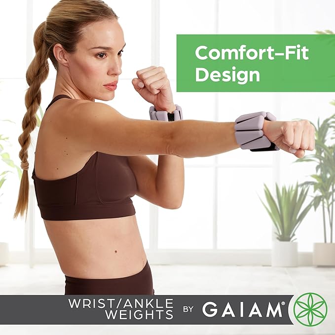 Gaiam Wrist and Ankle Weights, Wearable Bracelet to Strengthen, Tone & Sculpt, Adjustable Ankle Weights for Women & Men for Yoga, Dance, Pilates, Barre, Cardio, Home & Gym Use