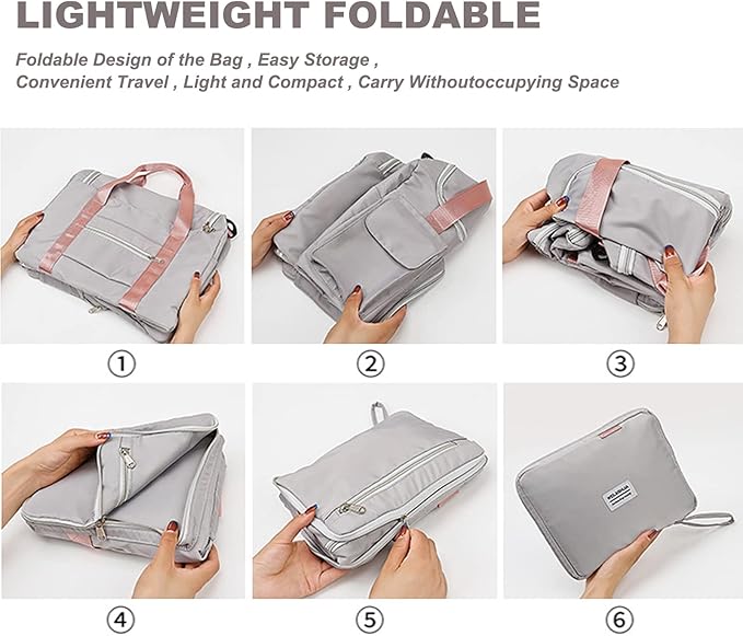 Travel Bag, Large Capacity Folding Travel Bag, Sports Gym Bag with Wet Pocket & Shoes Compartment, Foldable Travel Duffel Bag, Weekender Overnight Bag for Women and Man