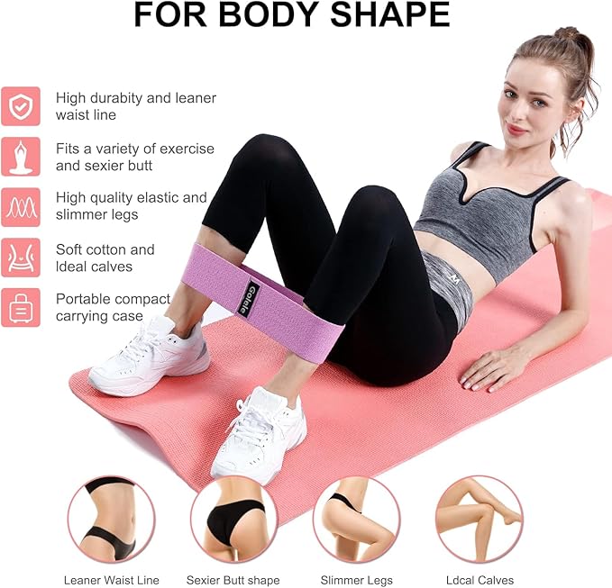 Resistance Bands for Working Out 3 Booty Bands- Light Medium Heavy Fabric Exercise Bands for Home Gym, Full Body Workouts, Legs, Hip, Glutes, Arms, Yoga, Latex Fitness Bands for Women and Men