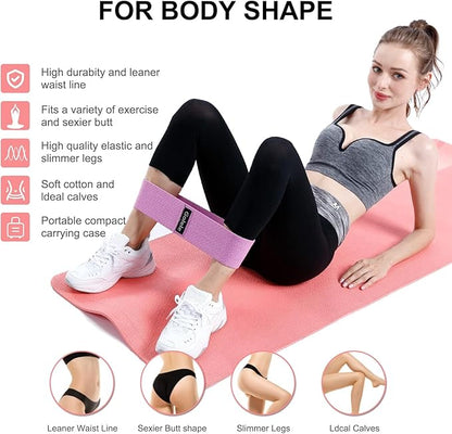 Resistance Bands for Working Out 3 Booty Bands- Light Medium Heavy Fabric Exercise Bands for Home Gym, Full Body Workouts, Legs, Hip, Glutes, Arms, Yoga, Latex Fitness Bands for Women and Men