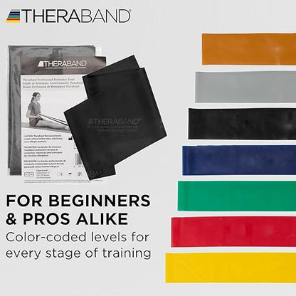 THERABAND Professional Latex Resistance Bands, Individual 6 Ft Elastic Band as Exercise Equipment, Physical Therapy, Pilates, At-Home Workouts, 6 Foot, Black, Special Heavy, Level 6