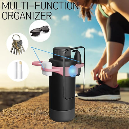 Magnetic Water Bottle Phone Holder with Straps - Anti-Slip Phone Mount for Gym, Sports - Multi-Function Tumbler Accessories for Fitness, Workout - Storage for Small Items