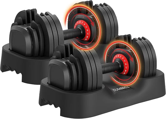 25LBS/56LBS Adjustable Dumbbell One-Hand Quick Adjust Weight Set, Anti-Slip Texture Handle, Full-Body Workout Equipment for Home Gym, Suitable for Men & Women