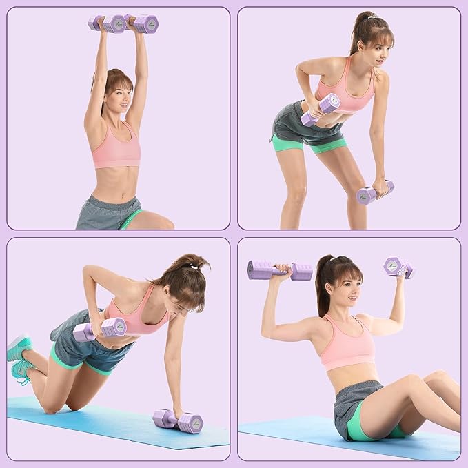 Sportneer Adjustable Dumbbells Hand Weights Set: 4 In 1 Weight Each 2lb 3lb 4lb 5lb Free Weights Dumbbells Set for Women Fast Adjust Dumbbell Set for Men Home Gym Workout Strength Training Exercise