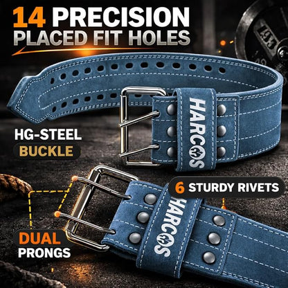 Harcos USPA/IPL Competition Approved 8mm Leather Weightlifting Belt for Men and Women - Heavy Duty Gym Belt for Lifting, Squats, Deadlifts, Powerlifting, Back Support IPF for Fitness Workout