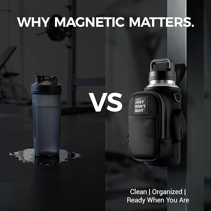 Magnetic Water Bottle Holder for Steel Gym Equipment, Hands-Free Bottle & Phone Carry for Training Sessions, Fits 24–40 oz Bottles, Neoprene Crossbody Carrier Bag
