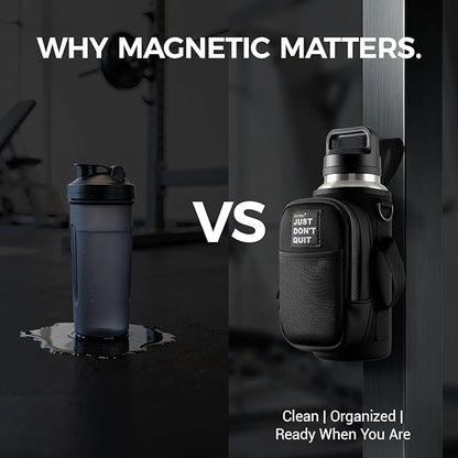 Magnetic Water Bottle Holder for Steel Gym Equipment, Hands-Free Bottle & Phone Carry for Training Sessions, Fits 24–40 oz Bottles, Neoprene Crossbody Carrier Bag