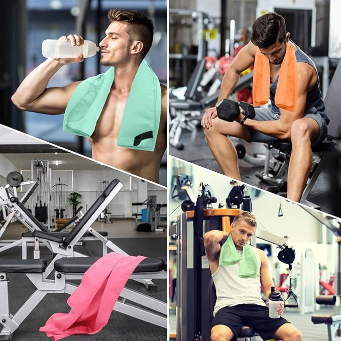 6 Pack Microfiber Gym Towel Quick Dry Lightweight Workout Gear for Men Women Sports Exercise Fitness Tennis Running Riding Hiking Camping Yoga Sweat Towels(6 Pack(Light))