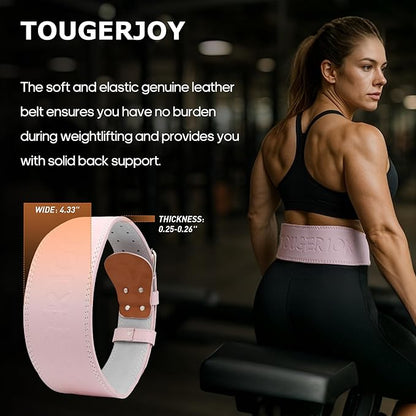 Women's Weight Lifting Belt 4 Inch Wide, Gym Powerlifting Belt for Women with Padded Lumbar Support, Adjustable Fitness Belt for Deadlift, Squats, Cross Training & Workout