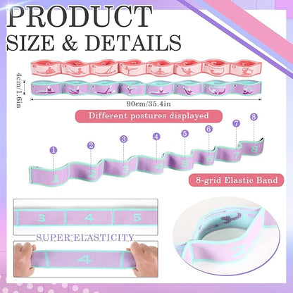 Stretch Strap for Kids Elastic Gymnastic Stretching Ballet Dance Band with 8 Loops Adjustable Exercise Training Resistance Strap for Children Stuff Pilates Latin Yoga Equipment