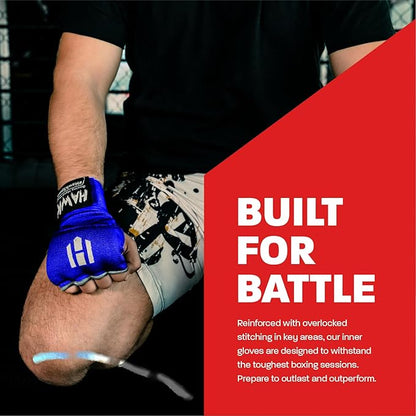 Hawk Padded Inner Gloves Training Gel Elastic Hand Wraps for Boxing Gloves Quick Wraps Men & Women Kickboxing Muay Thai MMA Bandages Fist Knuckle Wrist Wrap Protector Handwraps (Pair)