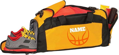 Personalized Basketball Duffle Bag – Custom Name & Team Logo Gym Bag for Boys & Girls – Large Sports Travel Bag with Shoe Compartment – Basketball Practice & Tournament Gear