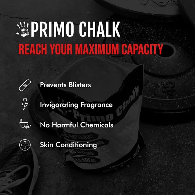 Primo Chalk Resealable Bag: Loose Chalk for Weightlifting, Rock Climbing, & Gymnastics, Made in The USA, Chalk Ball Refill for Superior Grip