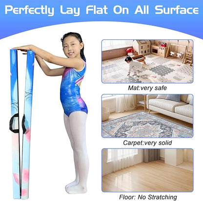 8FT Folding Balance Beam -Gymnastics Floor Beam -Gymnastics Equipment for Kids,Wood core- Anti-Slip Bottom and Carrying Bag for Home