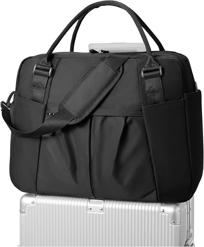 Large Duffle Bag for Travel with Shoe Compartment, Puffer Weekender Bags for Women Travel Tote Carry on Duffel Bag for Airplanes, Personal Item Bag Gym Bag Women, Black