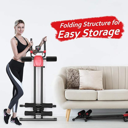 GYMAX Ab Machine, 440LBS Abdominal Workout Equipment with LCD Monitor, Adjustable Incline & Kneed Protection, Folding Compact Ab Trainer for Stomach Workout, Home Gym Core Strength Training