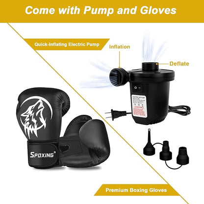 Freestanding Punching Bag for Adult Teens, 70" Heavy Punching Bag with Boxing Gloves and Electric Air Pump for Beginners Kickboxing Training MMA Muay Thai Fitness Office Home Gym