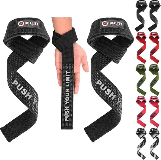 QTF Lifting Wrist Straps for Weightlifting, Gym Wrist Wraps Padded Wrist Support Wraps, Bodybuilding, Powerlifting, Deadlifting and Secure Grip
