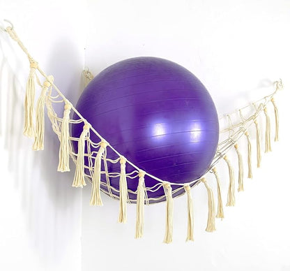 Exercise Ball Holder Yoga Ball Rack Corner Hanging Storage Net or Hammock for Fitness Ball Balance Ball Organizer Pregnancy Stability Ball Swiss Balance Ball for Yoga Studio and Gym
