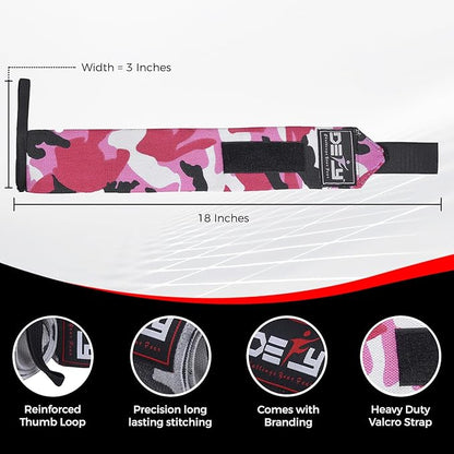 DEFY Fitness Wrist Wraps 18" Professional with Thumb Loops- Premium Quality, Strong Fastening Straps- Men & Women – Best for Weightlifting, Powerlifting,Strength Training