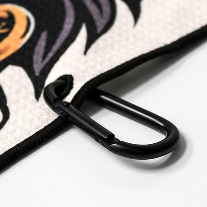 RokFit Gym & Golf Towel – Multi-Use, Quick-Dry, Durable Utility Towel with Bold Graphic and Carabiner Clip (Starve Your Distractions)