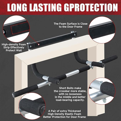 leikefitness Pull-Up Bar For Door Frame Adjustable Portable Upper Body Fitness Workout For Home Gyms