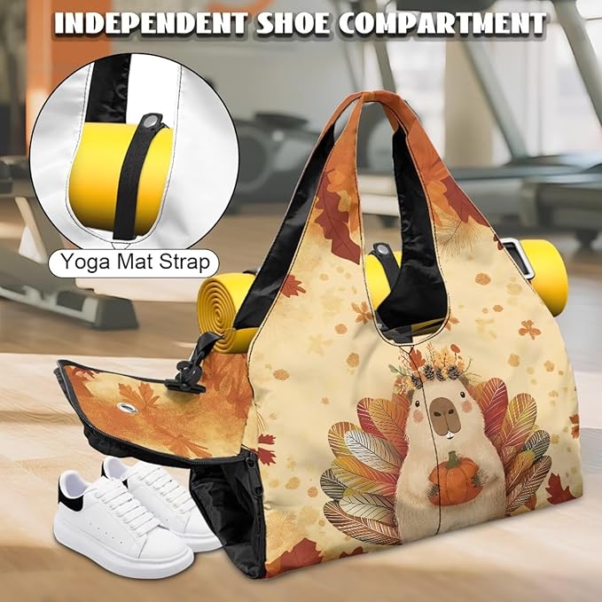 Gym Bag with Yoga Mat Holder Large Tote Bag With Multi Pockets for Women Men Dry Wet Separated Pocket Carryall Yoga Tote Bag for Pilates Travel Workout Office