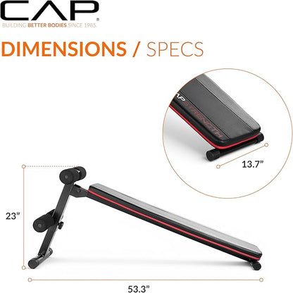 CAP Barbell Sit Up Bench – Adjustable Decline Ab Bench for Home Gym – Multi-Purpose Slant Board for Core Strength, Sit-Ups, and Full-Body Workouts
