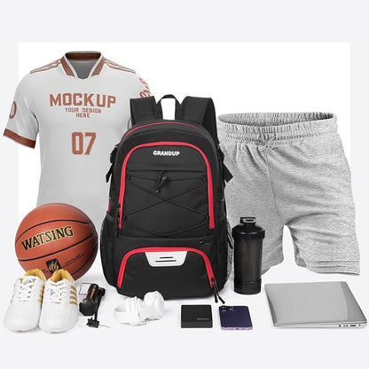 GRANDUP Basketball backpack with ball and shoes compartment Fit Volleyball, soccer, Swim, Gym, Travel, and School, large capacity sports training equipment bags