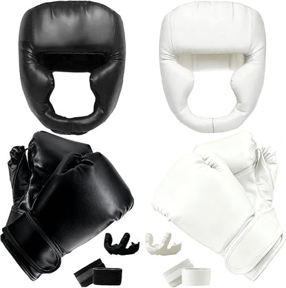14 Pcs Boxing Set Boxing Equipment Set for Beginners Including 2 Pair of 6 oz Boxing Gloves Headgear Helmet Hand Wraps Mouth Guards Gifts for Kids Beginners Training Equipment