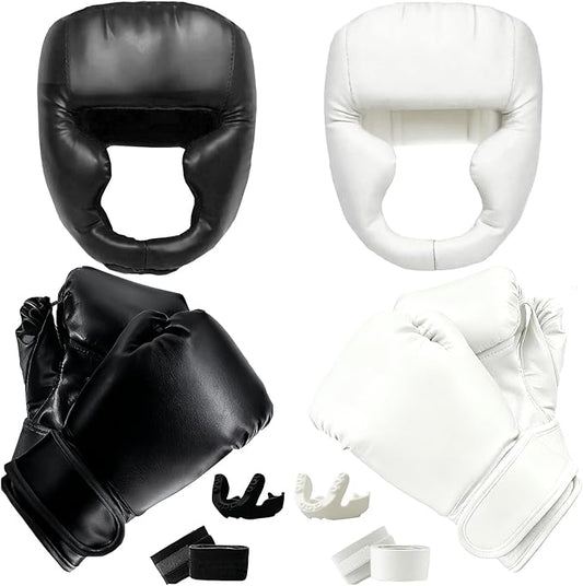 14 Pcs Boxing Set Boxing Equipment Set for Beginners Including 2 Pair of 6 oz Boxing Gloves Headgear Helmet Hand Wraps Mouth Guards Gifts for Kids Beginners Training Equipment