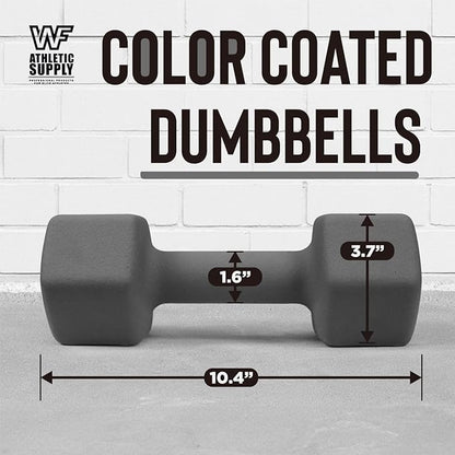 WF Athletic Supply Vibrant Multiple Color Hex Shaped Neoprene Dumbbells/Hand Weights with Non-Slip Grip for Home Gym Equipment Workouts Strength Training Free Weights - Sold in Pairs