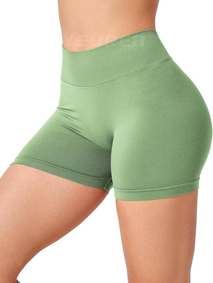 YEOREO Workout Scrunch Shorts Women V Back Gym Butt Lifting Liz High Waisted Seamless Shorts