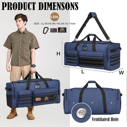 Extra Large Duffle Bag for Men, Heavy Duty Duffle Bag for Travel, Large Sports Gym Equipment Bag for Hockey Football Soccer Baseball Basketball & Team training (Blue)